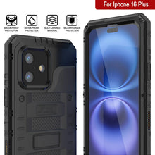Load image into Gallery viewer, iPhone 16 Plus Metal Extreme 3.0 Series Aluminum Waterproof Case IP68 W/Buillt in Screen Protector &amp; Kickstand [Black]

