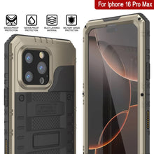 Load image into Gallery viewer, iPhone 16 Pro Max Metal Extreme 3.0 Series Aluminum Waterproof Case IP68 W/Buillt in Screen Protector &amp; Kickstand [Gold]
