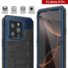 Load image into Gallery viewer, iPhone 16 Pro Metal Extreme 3.0 Series Aluminum Waterproof Case IP68 W/Buillt in Screen Protector &amp; Kickstand [Blue]
