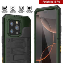 Load image into Gallery viewer, iPhone 16 Pro Metal Extreme 3.0 Series Aluminum Waterproof Case IP68 W/Buillt in Screen Protector &amp; Kickstand [Dark Green]
