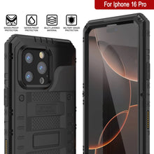 Load image into Gallery viewer, iPhone 16 Pro Metal Extreme 3.0 Series Aluminum Waterproof Case IP68 W/Buillt in Screen Protector &amp; Kickstand [Black]
