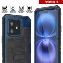 Load image into Gallery viewer, iPhone 16 Metal Extreme 3.0 Series Aluminum Waterproof Case IP68 W/Buillt in Screen Protector &amp; Kickstand [Blue]

