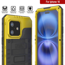 Load image into Gallery viewer, iPhone 16 Metal Extreme 3.0 Series Aluminum Waterproof Case IP68 W/Buillt in Screen Protector &amp; Kickstand [Yellow]
