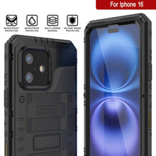 Load image into Gallery viewer, iPhone 16 Metal Extreme 3.0 Series Aluminum Waterproof Case IP68 W/Buillt in Screen Protector &amp; Kickstand [Black]
