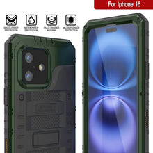 Load image into Gallery viewer, iPhone 16 Metal Extreme 3.0 Series Aluminum Waterproof Case IP68 W/Buillt in Screen Protector &amp; Kickstand [Dark Green]
