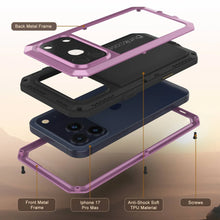 Load image into Gallery viewer, iPhone 17 Pro Max Metal Case, Heavy Duty Military Grade Armor Cover [shock proof] Full Body Hard [Pink]
