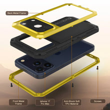 Load image into Gallery viewer, iPhone 17 Pro Max Metal Case, Heavy Duty Military Grade Armor Cover [shock proof] Full Body Hard [Yellow]
