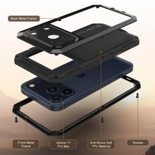 Load image into Gallery viewer, iPhone 17 Pro Max Metal Case, Heavy Duty Military Grade Armor Cover [shock proof] Full Body Hard [Black]
