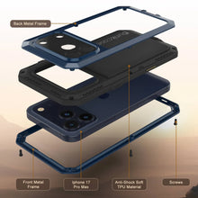 Load image into Gallery viewer, iPhone 17 Pro Max Metal Case, Heavy Duty Military Grade Armor Cover [shock proof] Full Body Hard [Blue]

