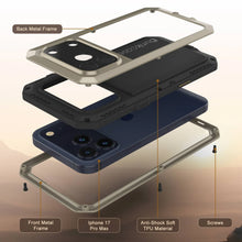 Load image into Gallery viewer, iPhone 17 Pro Max Metal Case, Heavy Duty Military Grade Armor Cover [shock proof] Full Body Hard [Gold]
