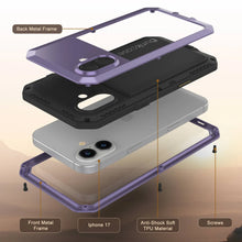 Load image into Gallery viewer, iPhone 17 Metal Case, Heavy Duty Military Grade Armor Cover [shock proof] Full Body Hard [Purple]
