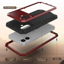 Load image into Gallery viewer, iPhone 17 Metal Case, Heavy Duty Military Grade Armor Cover [shock proof] Full Body Hard [Red]
