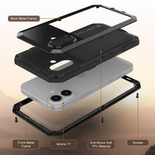 Load image into Gallery viewer, iPhone 17 Metal Case, Heavy Duty Military Grade Armor Cover [shock proof] Full Body Hard [Black]
