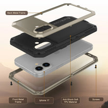 Load image into Gallery viewer, iPhone 17 Metal Case, Heavy Duty Military Grade Armor Cover [shock proof] Full Body Hard [Gold]
