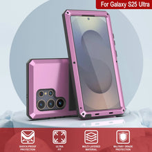 Load image into Gallery viewer, Galaxy S25 Ultra Metal Case, Heavy Duty Military Grade Armor Cover [shock proof] Full Body Hard [Pink]
