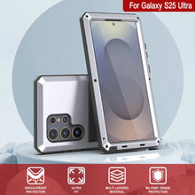Load image into Gallery viewer, Galaxy S25 Ultra Metal Case, Heavy Duty Military Grade Armor Cover [shock proof] Full Body Hard [White]
