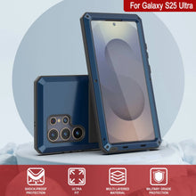 Load image into Gallery viewer, Galaxy S25 Ultra Metal Case, Heavy Duty Military Grade Armor Cover [shock proof] Full Body Hard [Blue]
