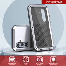 Load image into Gallery viewer, Galaxy S25 Metal Case, Heavy Duty Military Grade Armor Cover [shock proof] Full Body Hard [White]
