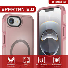 Load image into Gallery viewer, PunkCase iPhone 16e Case, [Spartan 2.0 Series] Clear Rugged Heavy Duty Cover W/Built in Screen Protector [pink]

