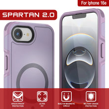 Load image into Gallery viewer, PunkCase iPhone 16e Case, [Spartan 2.0 Series] Clear Rugged Heavy Duty Cover W/Built in Screen Protector [lilac]
