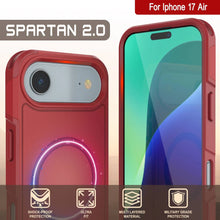 Load image into Gallery viewer, PunkCase iPhone 17 Air Case, [Spartan 2.0 Series] Clear Rugged Heavy Duty Cover W/Built in Screen Protector [red]
