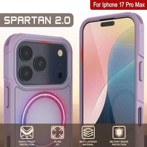 PunkCase iPhone 17 Pro Max Case, [Spartan 2.0 Series] Clear Rugged Heavy Duty Cover W/Built in Screen Protector [lilac]