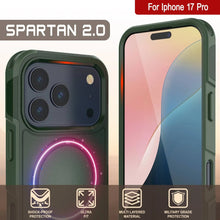 Load image into Gallery viewer, PunkCase iPhone 17 Pro Case, [Spartan 2.0 Series] Clear Rugged Heavy Duty Cover W/Built in Screen Protector [dark green]
