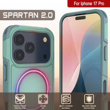 Load image into Gallery viewer, PunkCase iPhone 17 Pro Case, [Spartan 2.0 Series] Clear Rugged Heavy Duty Cover W/Built in Screen Protector [teal]
