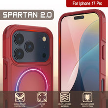 Load image into Gallery viewer, PunkCase iPhone 17 Pro Case, [Spartan 2.0 Series] Clear Rugged Heavy Duty Cover W/Built in Screen Protector [red]
