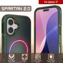 Load image into Gallery viewer, PunkCase iPhone 17 Case, [Spartan 2.0 Series] Clear Rugged Heavy Duty Cover W/Built in Screen Protector [dark green]
