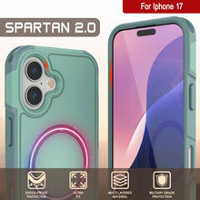 Load image into Gallery viewer, PunkCase iPhone 17 Case, [Spartan 2.0 Series] Clear Rugged Heavy Duty Cover W/Built in Screen Protector [teal]

