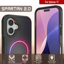 Load image into Gallery viewer, PunkCase iPhone 17 Case, [Spartan 2.0 Series] Clear Rugged Heavy Duty Cover W/Built in Screen Protector [Black]
