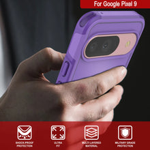 Load image into Gallery viewer, PunkCase Google Pixel 9 Case, [Spartan 2.0 Series] Clear Rugged Heavy Duty Cover W/Built in Screen Protector [Purple]
