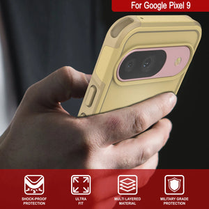 PunkCase Google Pixel 9 Case, [Spartan 2.0 Series] Clear Rugged Heavy Duty Cover W/Built in Screen Protector [Yellow]