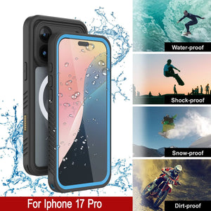 iPhone 17 Pro Waterproof Case, Punkcase [Extreme Mag Series] Armor Cover W/ Built In Screen Protector [Blue]