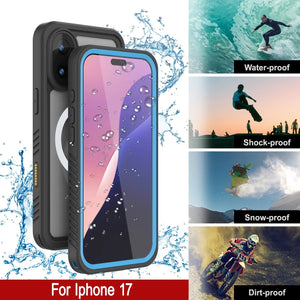 iPhone 17 Waterproof Case, Punkcase [Extreme Mag Series] Armor Cover W/ Built In Screen Protector [Blue]