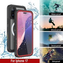 Load image into Gallery viewer, iPhone 17 Waterproof Case, Punkcase [Extreme Series] Armor Cover W/ Built In Screen Protector [Red]
