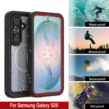 Load image into Gallery viewer, Galaxy S26 Waterproof Case, Punkcase [Extreme Mag Series] Armor Cover W/ Built In Screen Protector [Red]
