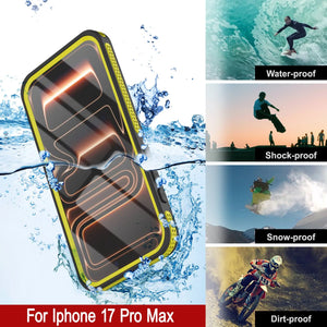 iPhone 17 Pro Max Waterproof Case [Kickstud 2.0 Series] Protective IP68 Cover W/Screen Protector & Kickstand [Yellow]