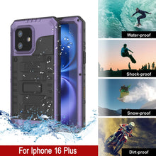 Load image into Gallery viewer, iPhone 16 Plus Metal Extreme 3.0 Series Aluminum Waterproof Case IP68 W/Buillt in Screen Protector &amp; Kickstand [Purple]
