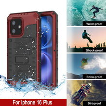 Load image into Gallery viewer, iPhone 16 Plus Metal Extreme 3.0 Series Aluminum Waterproof Case IP68 W/Buillt in Screen Protector &amp; Kickstand [Red]
