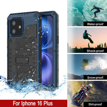 Load image into Gallery viewer, iPhone 16 Plus Metal Extreme 3.0 Series Aluminum Waterproof Case IP68 W/Buillt in Screen Protector &amp; Kickstand [Blue]
