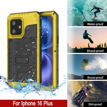 Load image into Gallery viewer, iPhone 16 Plus Metal Extreme 3.0 Series Aluminum Waterproof Case IP68 W/Buillt in Screen Protector &amp; Kickstand [Yellow]
