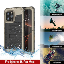 Load image into Gallery viewer, iPhone 16 Pro Max Metal Extreme 3.0 Series Aluminum Waterproof Case IP68 W/Buillt in Screen Protector &amp; Kickstand [Gold]
