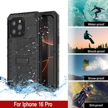 Load image into Gallery viewer, iPhone 16 Pro Metal Extreme 3.0 Series Aluminum Waterproof Case IP68 W/Buillt in Screen Protector &amp; Kickstand [Black]
