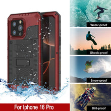 Load image into Gallery viewer, iPhone 16 Pro Metal Extreme 3.0 Series Aluminum Waterproof Case IP68 W/Buillt in Screen Protector &amp; Kickstand [Red]
