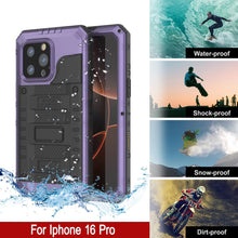 Load image into Gallery viewer, iPhone 16 Pro Metal Extreme 3.0 Series Aluminum Waterproof Case IP68 W/Buillt in Screen Protector &amp; Kickstand [Purple]
