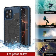 Load image into Gallery viewer, iPhone 16 Pro Metal Extreme 3.0 Series Aluminum Waterproof Case IP68 W/Buillt in Screen Protector &amp; Kickstand [Blue]
