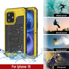 Load image into Gallery viewer, iPhone 16 Metal Extreme 3.0 Series Aluminum Waterproof Case IP68 W/Buillt in Screen Protector &amp; Kickstand [Yellow]
