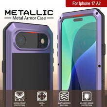 Load image into Gallery viewer, iPhone 17 Air Metal Case, Heavy Duty Military Grade Armor Cover [shock proof] Full Body Hard [Purple]
